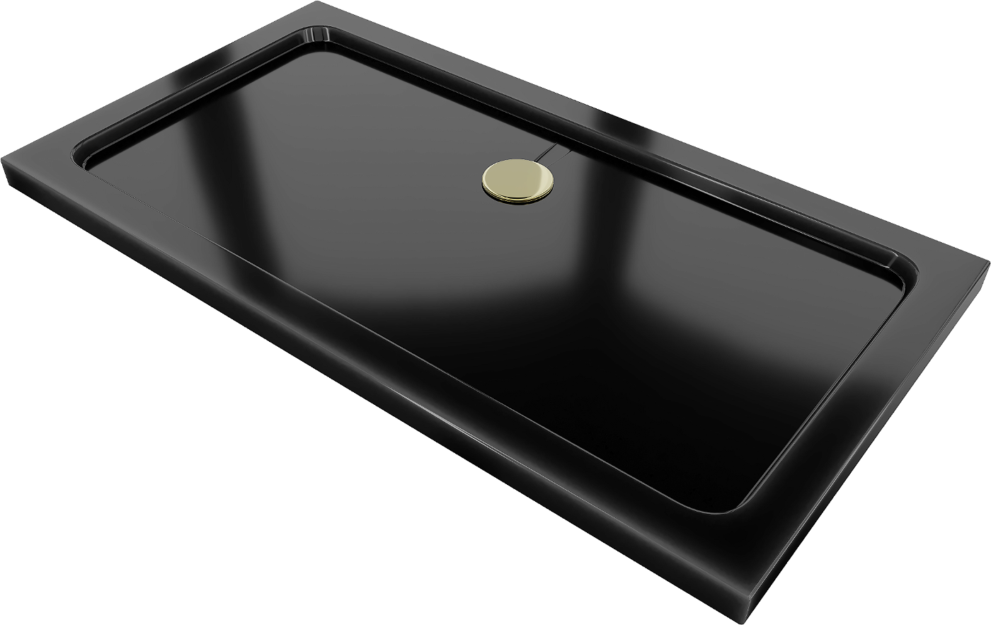 Mexen Flat brodzik prostokątny slim 120 x 70 cm, czarny, syfon złoty - 40707012G