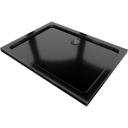 Mexen Flat brodzik prostokątny slim 90 x 80 cm, czarny, syfon czarny - 40708090B