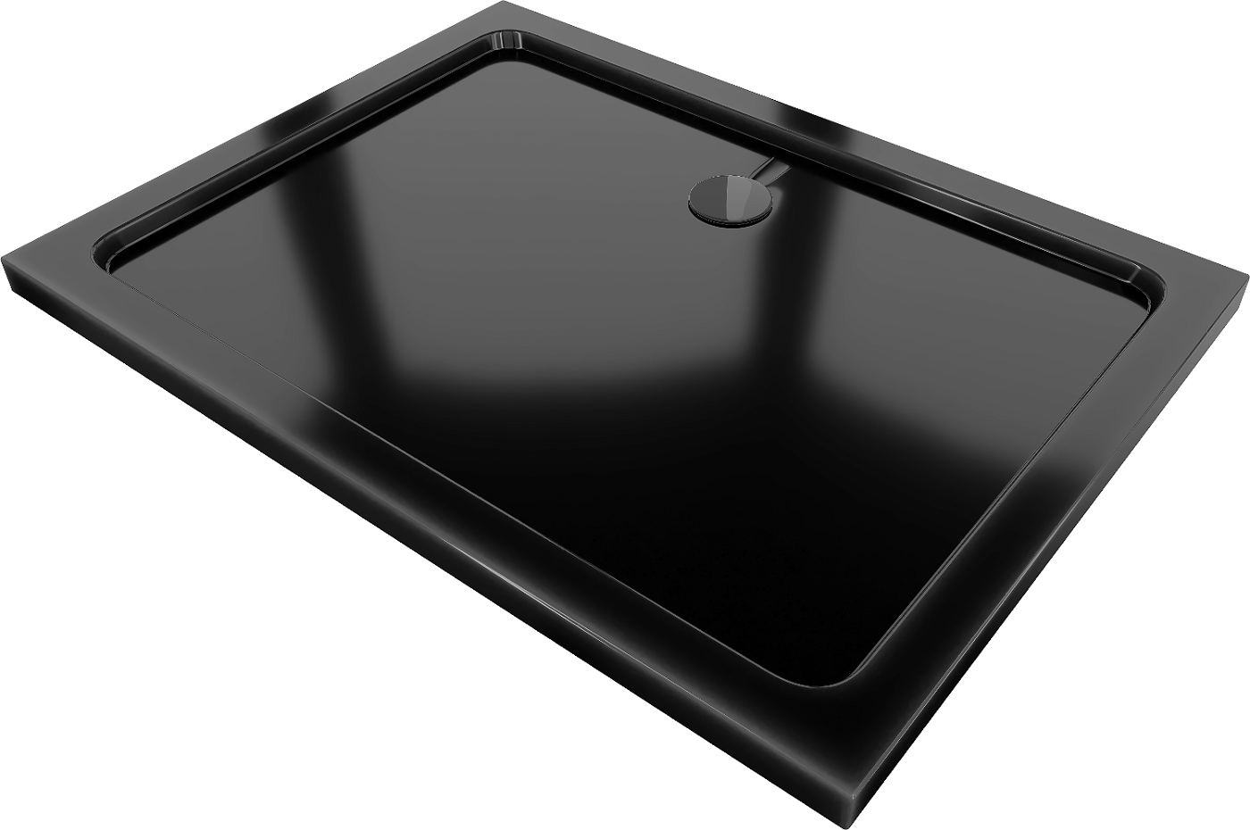 Mexen Flat brodzik prostokątny slim 90 x 80 cm, czarny, syfon czarny - 40708090B