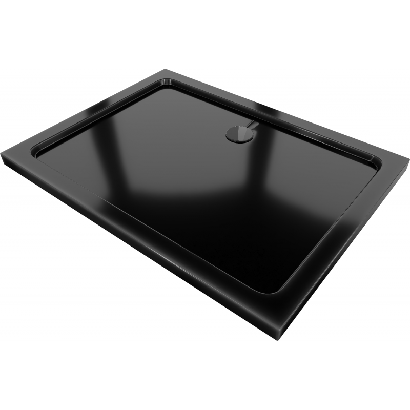 Mexen Flat brodzik prostokątny slim 140 x 100 cm, czarny, syfon czarny - 40701014B