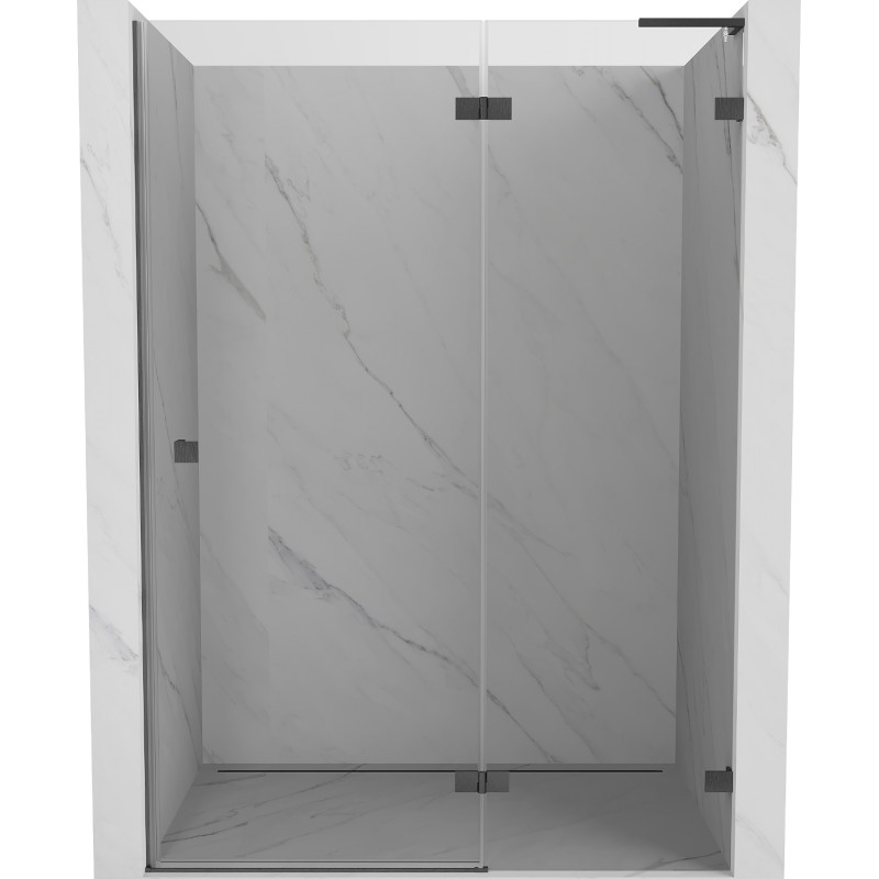 Mexen Lunar L drzwi prysznicowe uchylne prawe 130 cm, transparent, gun gray szczotkowany - 834L-130-000-66-00-P