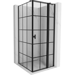 Mexen Mist T kabina prysznicowa uchylna prawa 90 x 90 cm, czarna kratka, czarna - 8A4T-090-090-70-77-P