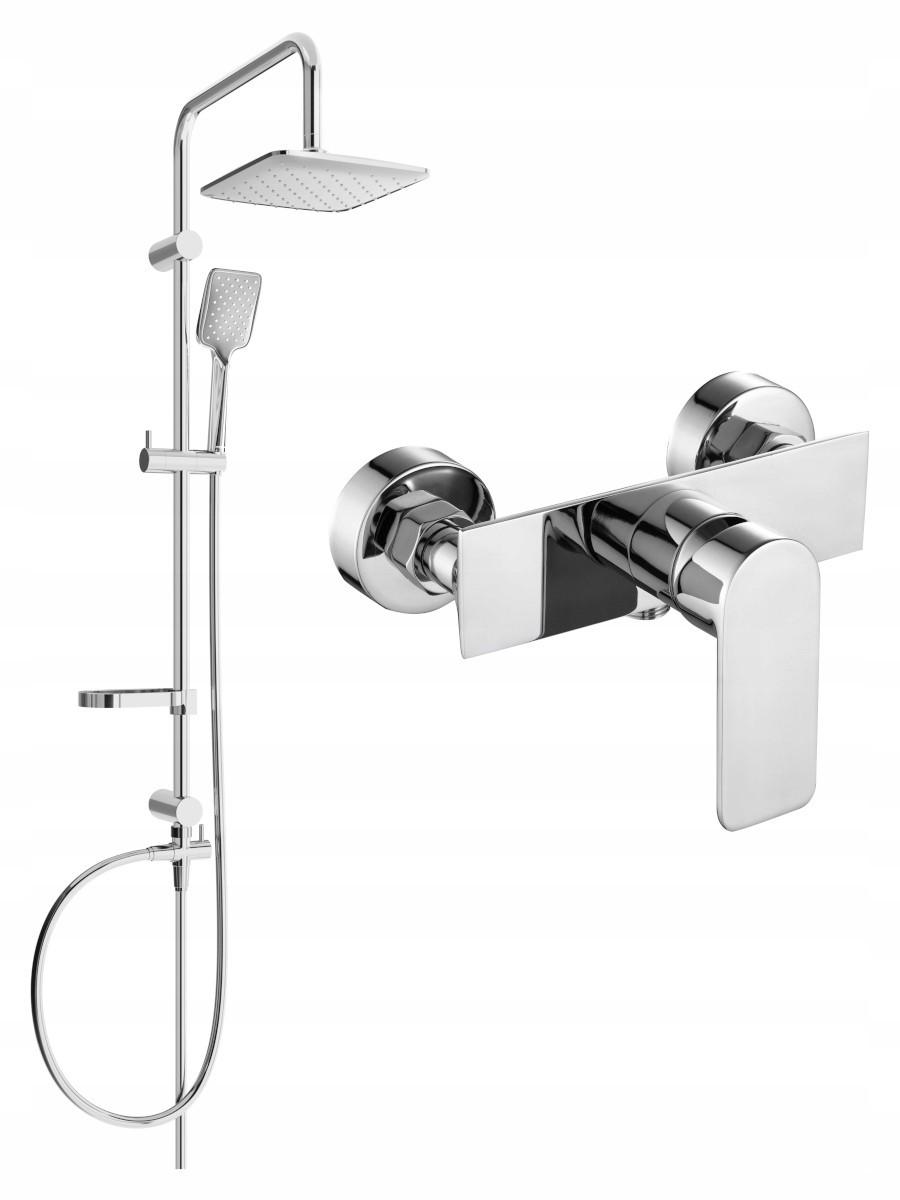 Mexen Sven zestaw prysznicowy natynkowy z deszczownicą i baterią prysznicową Alexa, chrom - 71240262-00