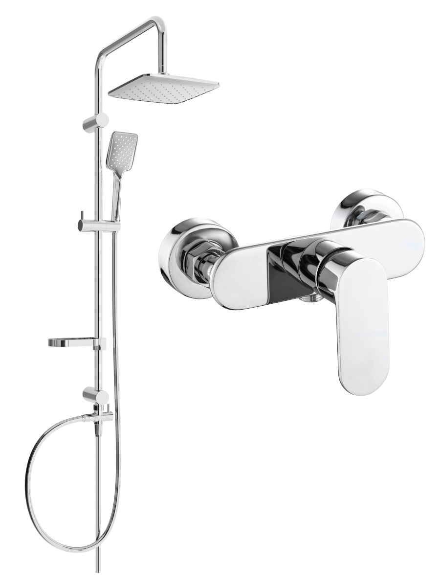 Mexen Sven zestaw prysznicowy natynkowy z deszczownicą i baterią prysznicową Milo, chrom - 71340262-00