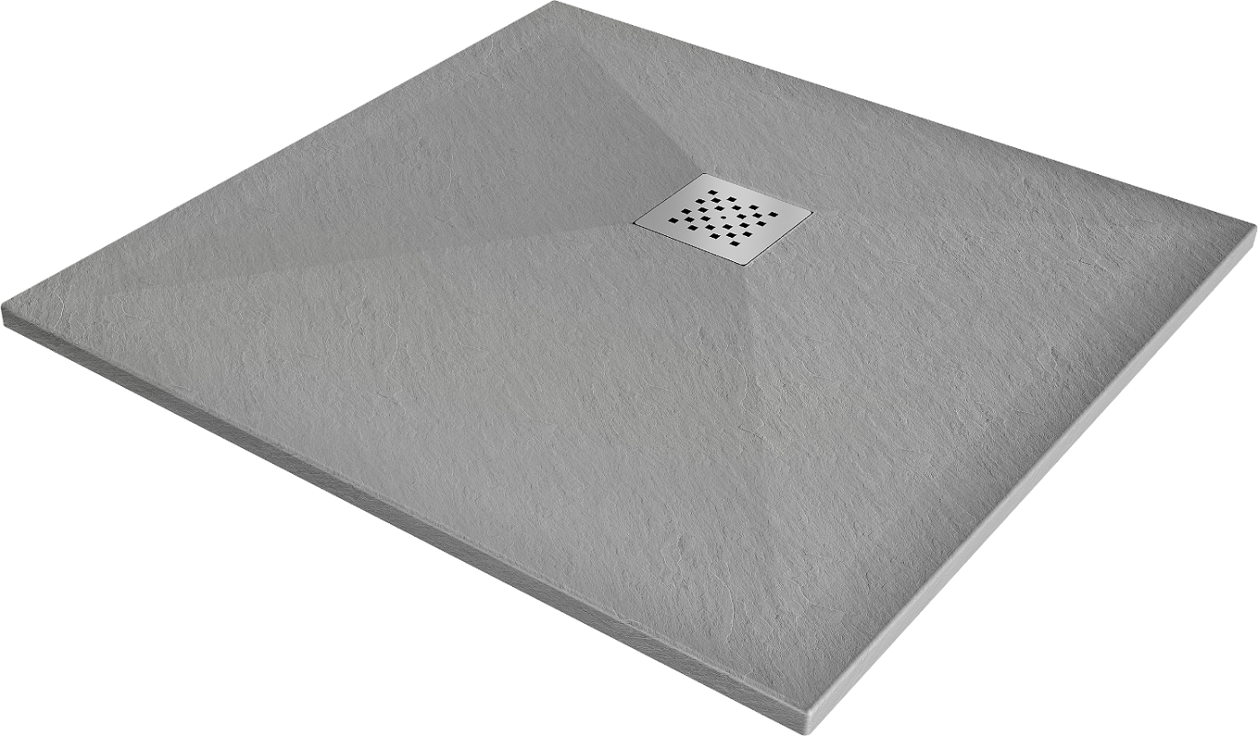 Mexen Stone+ brodzik kompozytowy kwadratowy 90 x 90 cm, szary-beton - 44619090