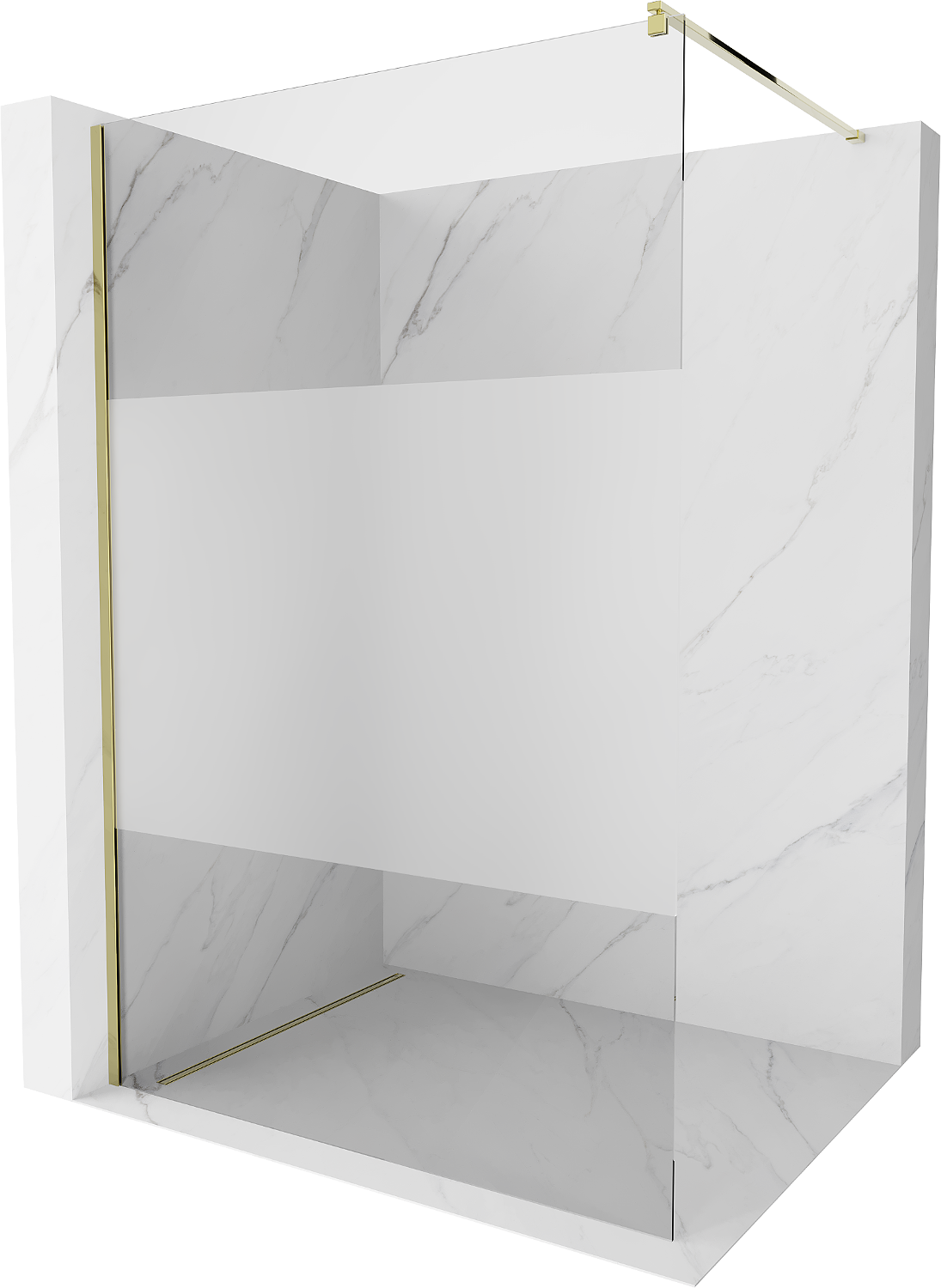 Mexen Kioto ścianka prysznicowa Walk-in 110 x 200 cm, transparent/szron 8 mm, złota - 800-110-101-50-35