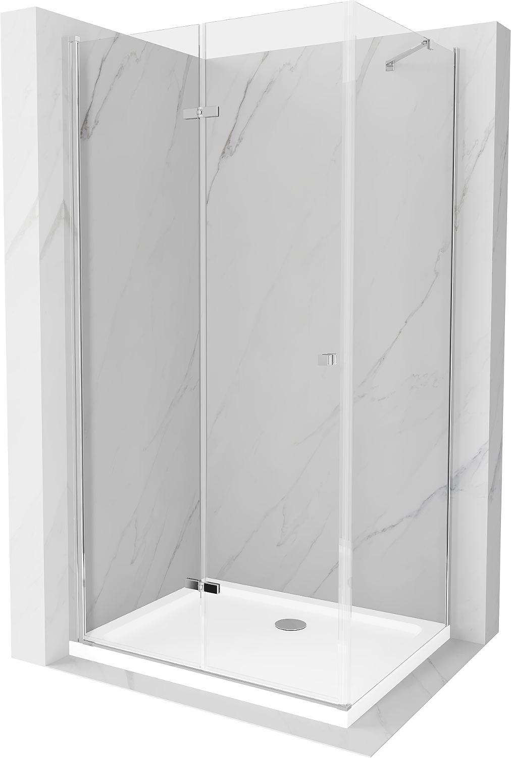 Mexen Lima kabina prysznicowa składana 80 x 90 cm, transparent, chrom + brodzik Flat - 856-080-090-01-00-4010