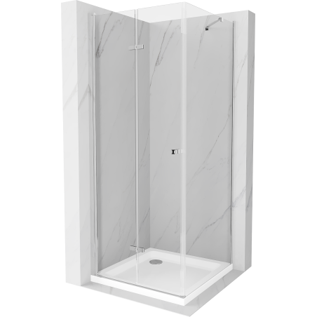 Mexen Lima kabina prysznicowa składana 80 x 100 cm, transparent, chrom + brodzik Flat - 856-080-100-01-00-4010