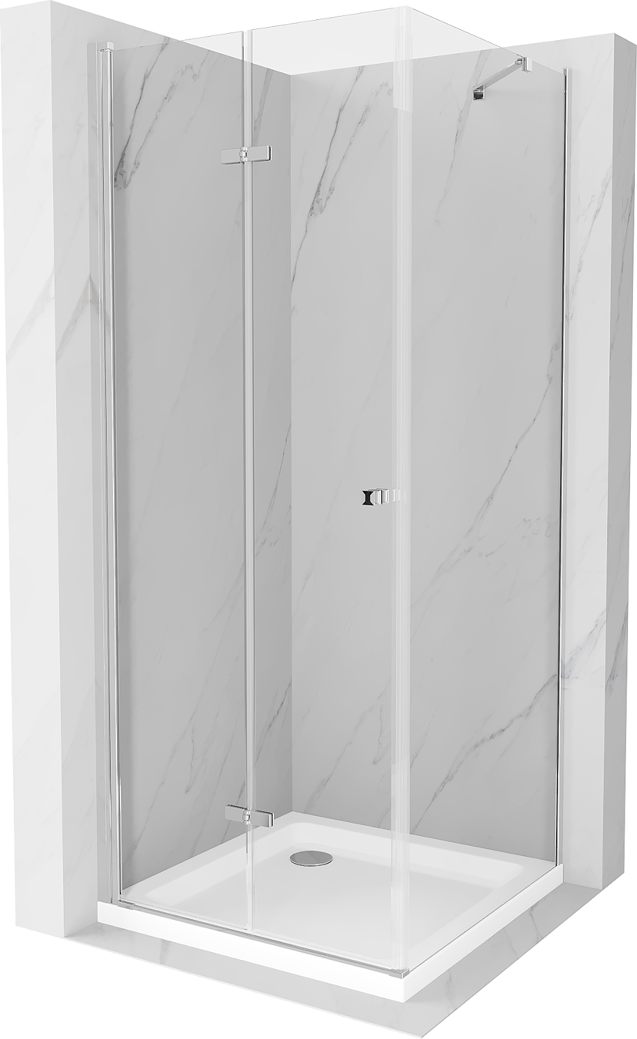 Mexen Lima kabina prysznicowa składana 80 x 100 cm, transparent, chrom + brodzik Flat - 856-080-100-01-00-4010