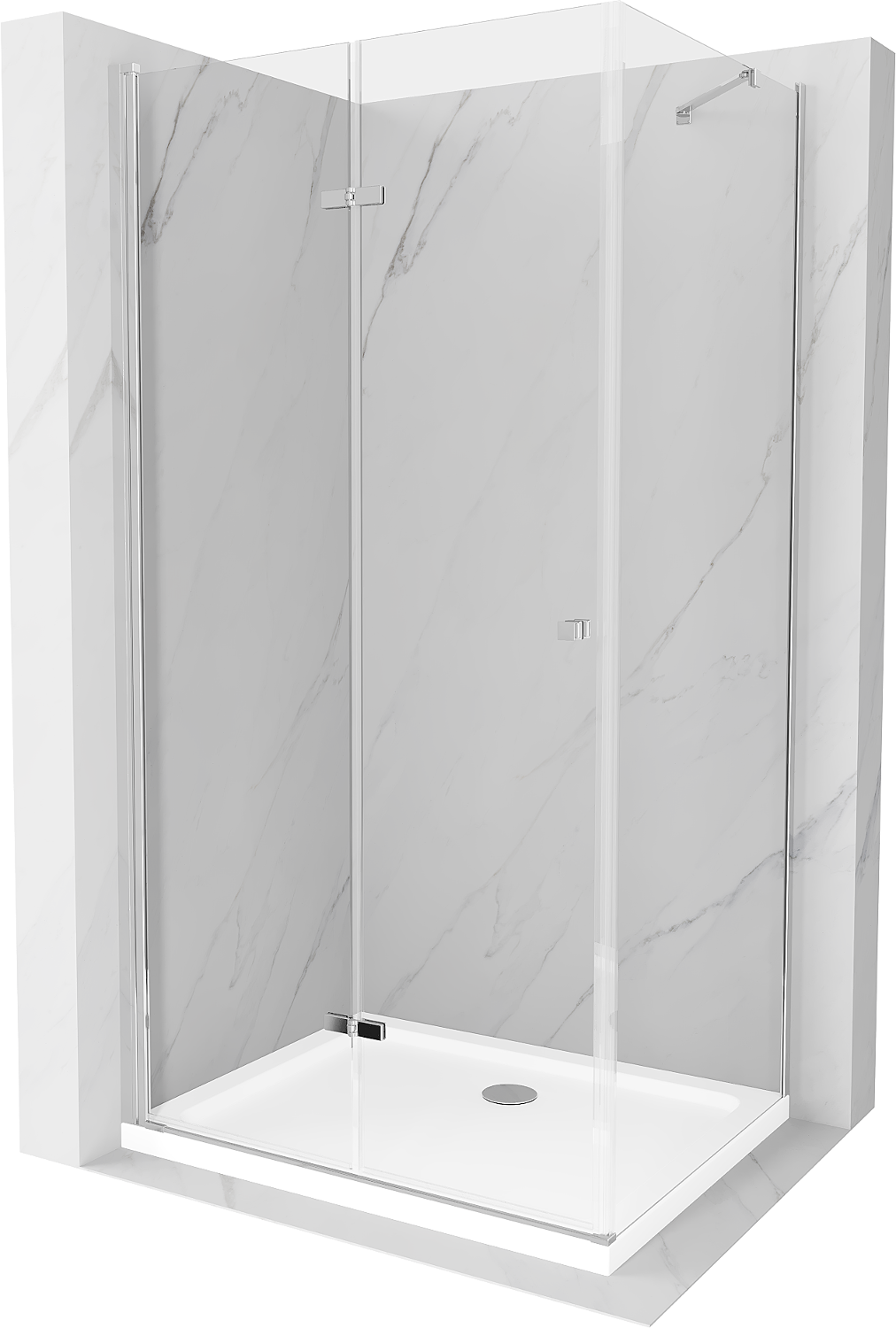 Mexen Lima kabina prysznicowa składana 90 x 100 cm, transparent, chrom + brodzik Flat - 856-090-100-01-00-4010