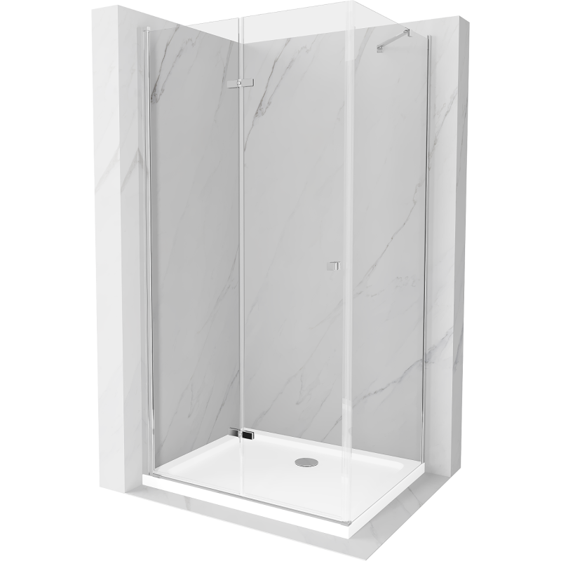 Mexen Lima kabina prysznicowa składana 100 x 80 cm, transparent, chrom + brodzik Flat - 856-100-080-01-00-4010
