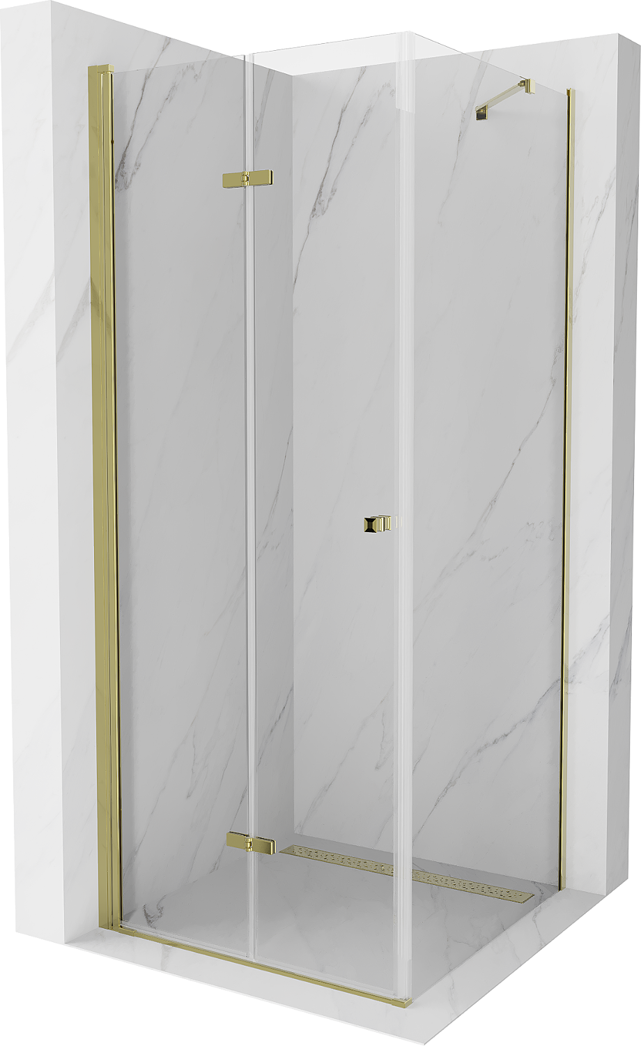 Mexen Lima kabina prysznicowa składana 80 x 80 cm, transparent, złota - 856-080-080-50-00