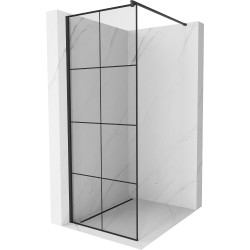 Mexen Kioto ścianka prysznicowa Walk-in 90 x 200 cm, czarny wzór 8 mm, czarna - 800-090-101-70-77