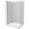 Mexen Lima kabina prysznicowa składana 90 x 70 cm, transparent, złota + brodzik Flat - 856-090-070-50-00-4010