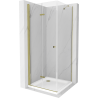 Mexen Lima kabina prysznicowa składana 90 x 90 cm, transparent, złota + brodzik Flat - 856-090-090-50-00-4010