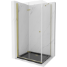 Mexen Lima kabina prysznicowa składana 100 x 80 cm, transparent, złota + brodzik Flat, czarny - 856-100-080-50-00-4070G