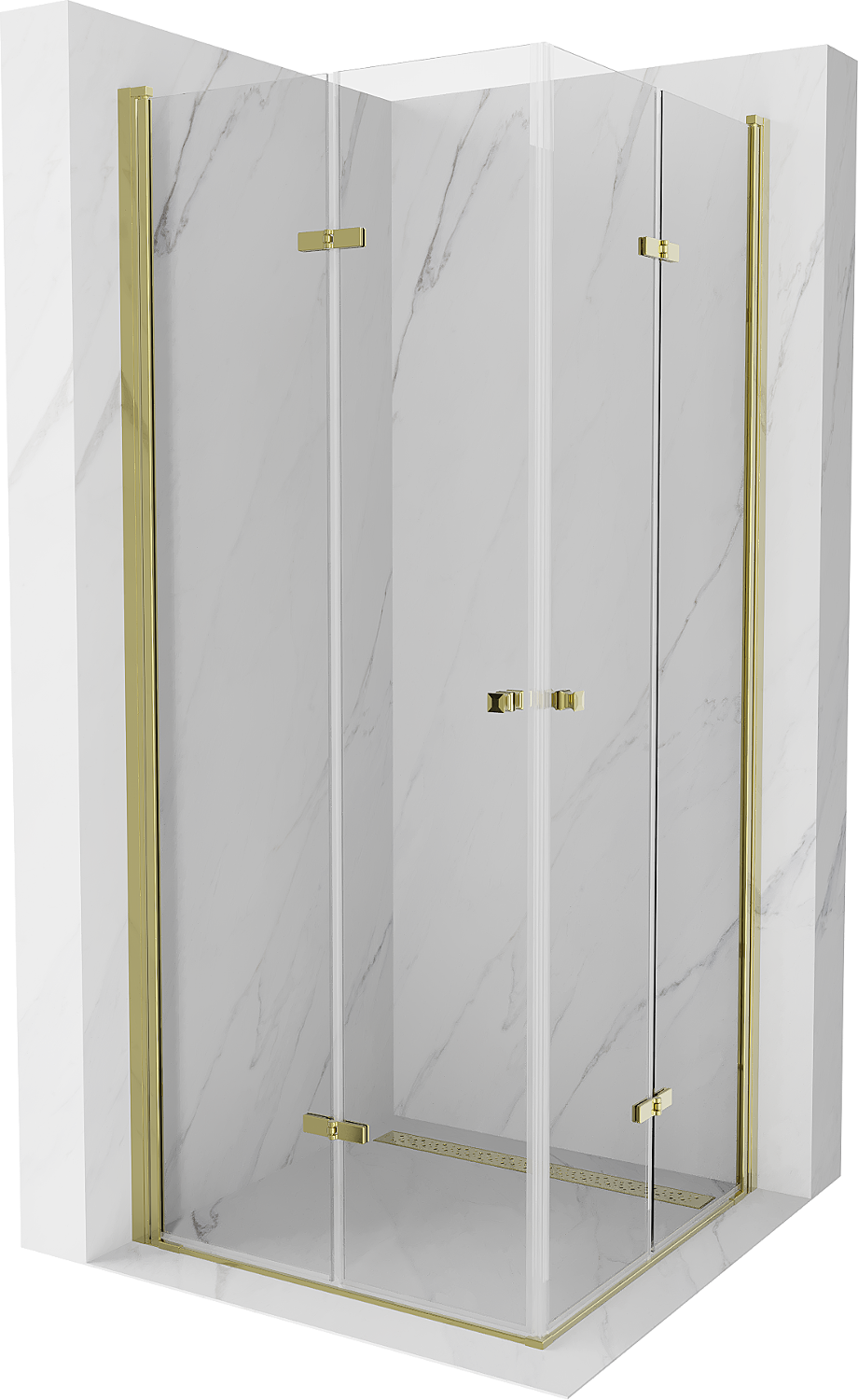 Mexen Lima Duo kabina prysznicowa składana 100 x 100 cm, transparent, złota - 856-100-100-50-00-02