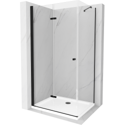 Mexen Lima kabina prysznicowa składana 80 x 120 cm, transparent, czarna + brodzik Flat, biały - 856-080-120-70-00-4010B