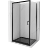 Mexen Apia kabina prysznicowa rozsuwana 140 x 90 cm, transparent, czarna + brodzik Flat, czarny - 840-140-090-70-00-4070B