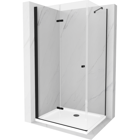 Mexen Lima kabina prysznicowa składana 90 x 110 cm, transparent, czarna + brodzik Flat, biały - 856-090-110-70-00-4010B