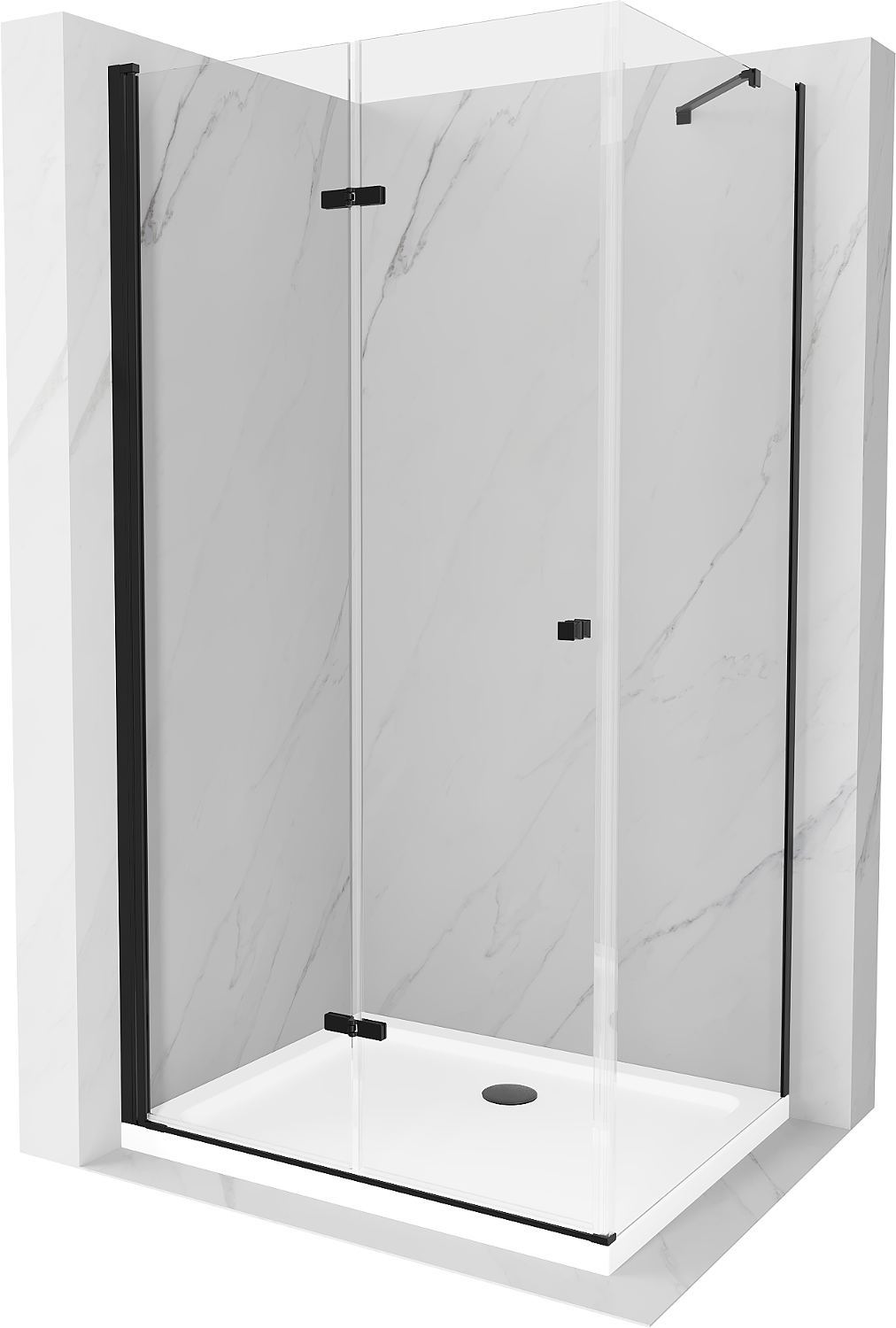 Mexen Lima kabina prysznicowa składana 100 x 110 cm, transparent, czarna + brodzik Flat, biały - 856-100-110-70-00-4010B
