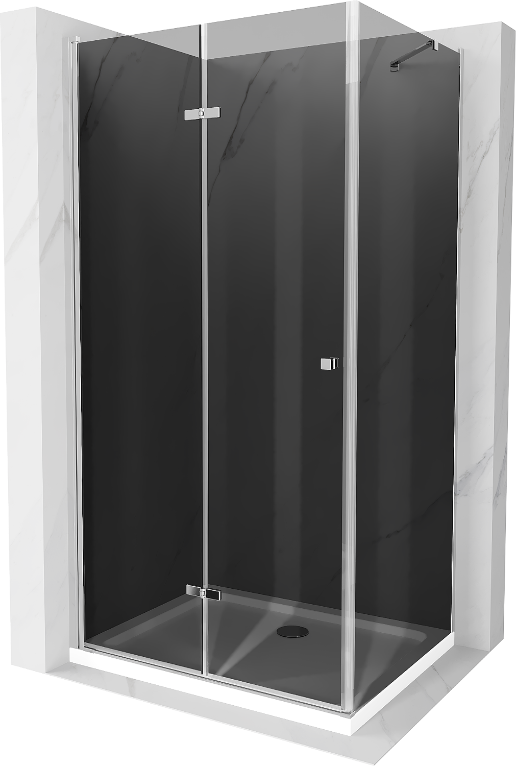 Mexen Lima kabina prysznicowa składana 70 x 90 cm, grafit, chrom + brodzik Flat, biały - 856-070-090-01-40-4010