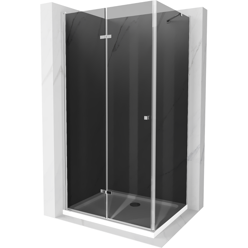 Mexen Lima kabina prysznicowa składana 80 x 70 cm, grafit, chrom + brodzik Flat, biały - 856-080-070-01-40-4010