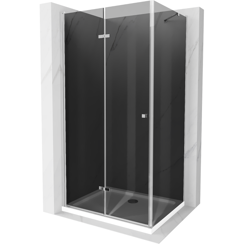 Mexen Lima kabina prysznicowa składana 100 x 110 cm, grafit, chrom + brodzik Flat, biały - 856-100-110-01-40-4010