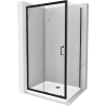 Mexen Apia kabina prysznicowa rozsuwana 90 x 70 cm, transparent, czarna + brodzik Flat, biały- 840-090-070-70-00-4010B