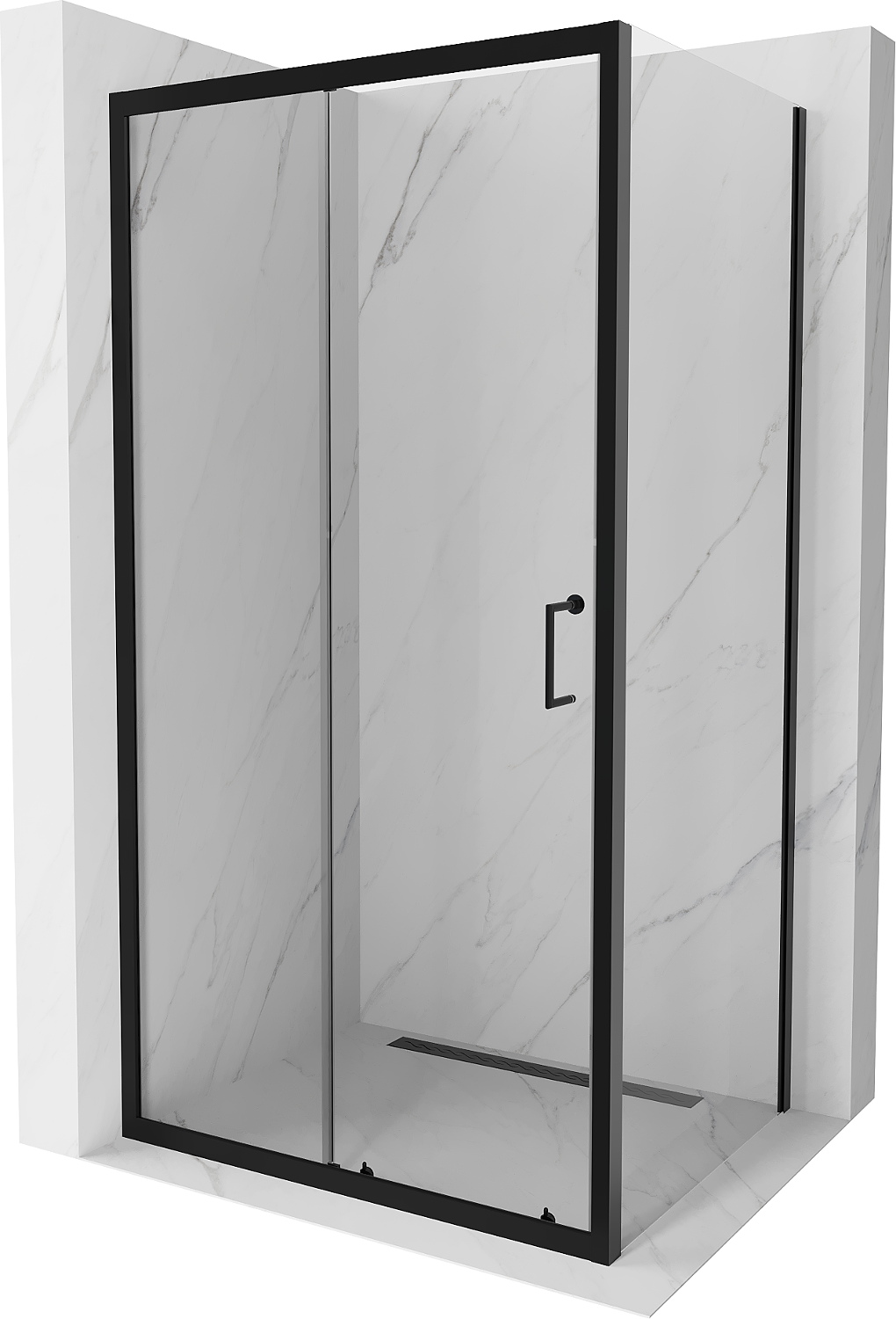 Mexen Apia kabina prysznicowa rozsuwana 140 x 100 cm, transparent, czarna - 840-140-100-70-00