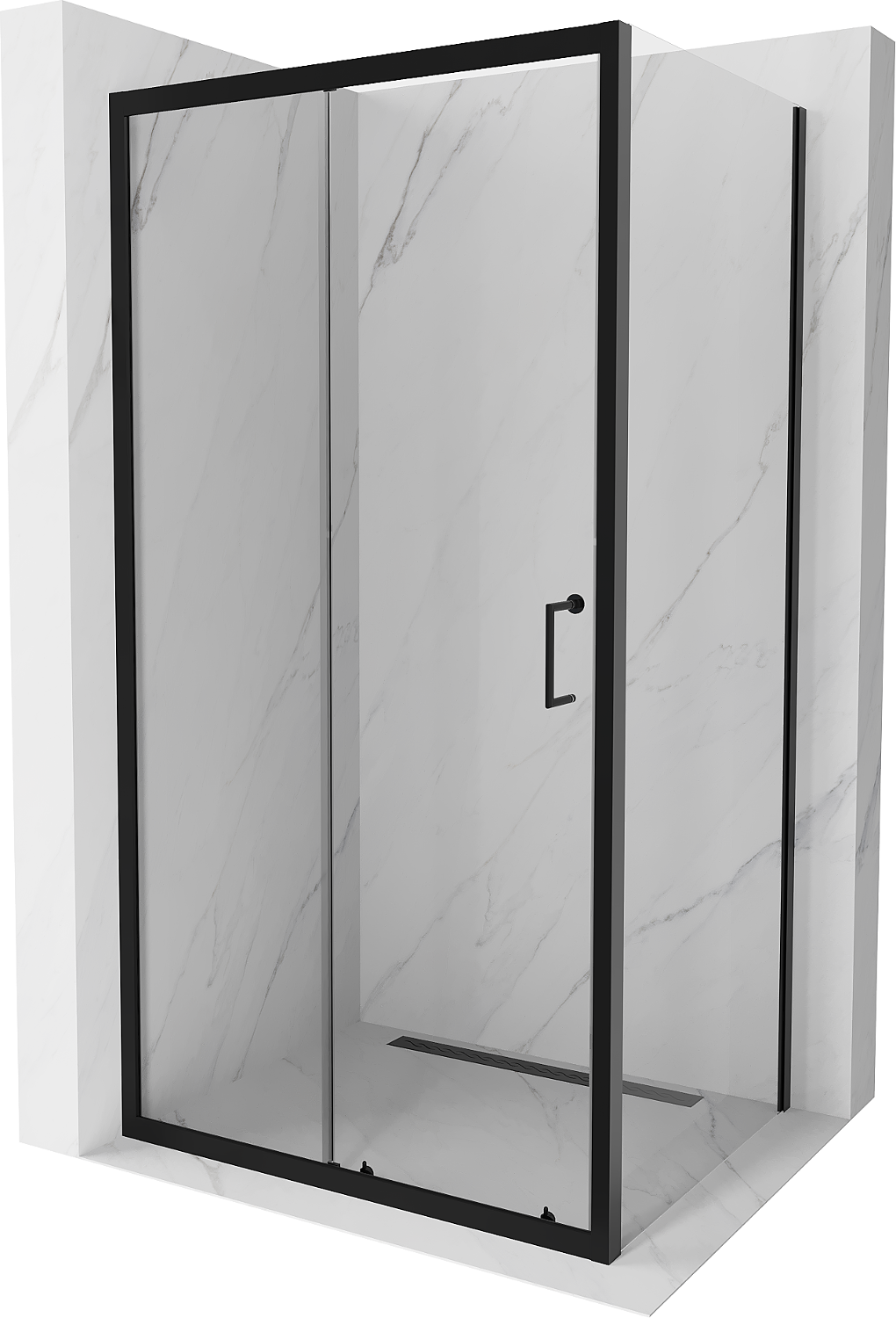 Mexen Apia kabina prysznicowa rozsuwana 120 x 80 cm, transparent, czarna - 840-120-080-70-00