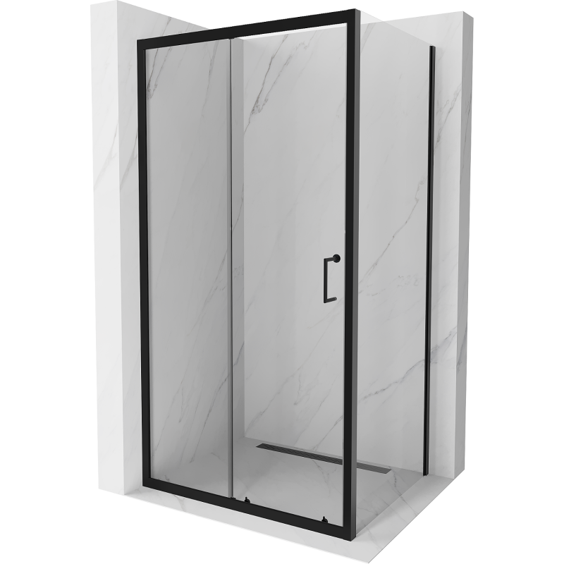 Mexen Apia kabina prysznicowa rozsuwana 110 x 100 cm, transparent, czarna - 840-110-100-70-00