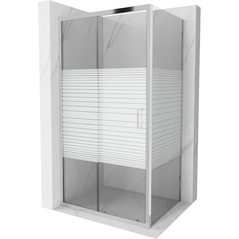 Mexen Apia kabina prysznicowa rozsuwana 135 x 100 cm, pasy, chrom - 840-135-100-01-20