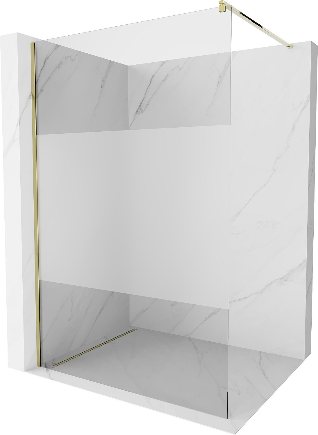 Mexen Kioto ścianka prysznicowa Walk-in 140 x 200 cm, transparent/szron 8 mm, złota - 800-140-101-50-35