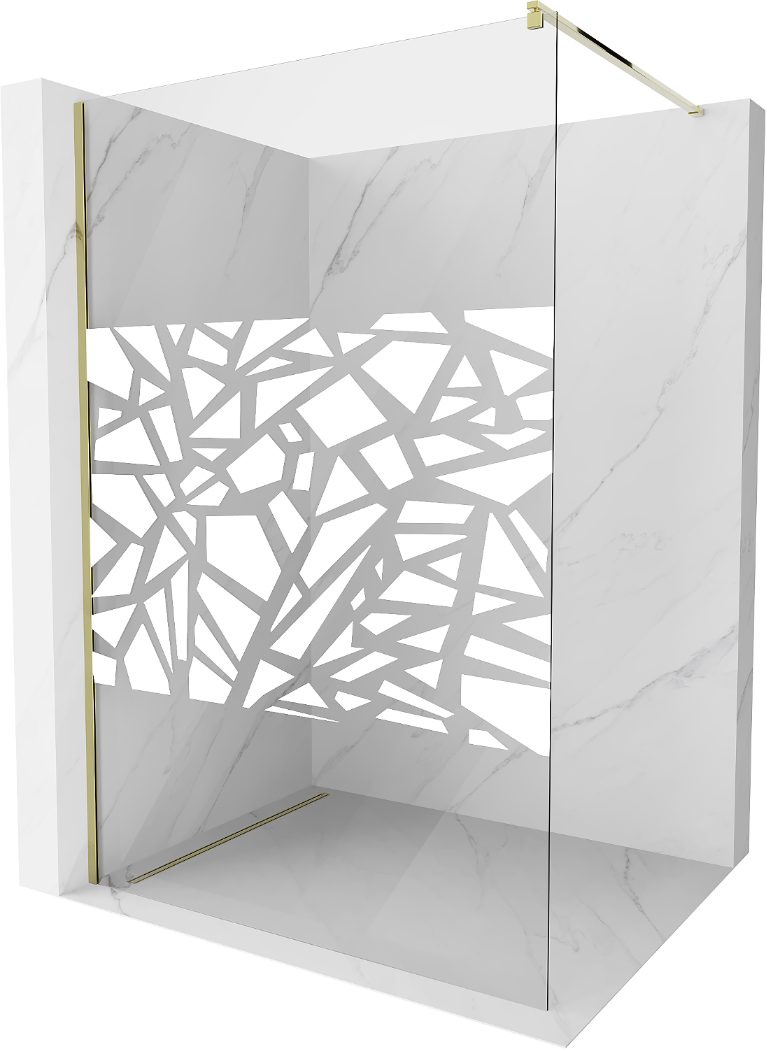 Mexen Kioto ścianka prysznicowa Walk-in 80 x 200 cm, biały wzór 8 mm, złota - 800-080-101-50-85