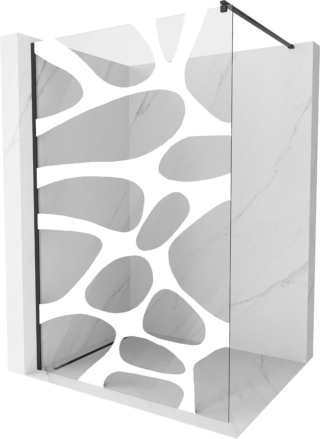 Mexen Kioto ścianka prysznicowa Walk-in 80 x 200 cm, biały wzór 8 mm, czarna - 800-080-101-70-97