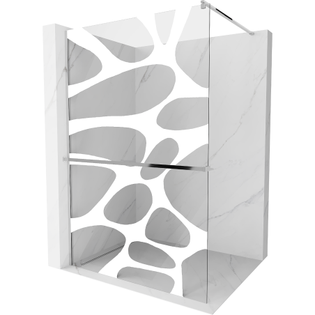 Mexen Kioto+ ścianka prysznicowa z półką Walk-in 100 x 200 cm, biały wzór, chrom - 800-100-121-01-97
