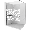 Mexen Kioto+ ścianka prysznicowa z półką Walk-in 80 x 200 cm, biały wzór, czarna - 800-080-121-70-85