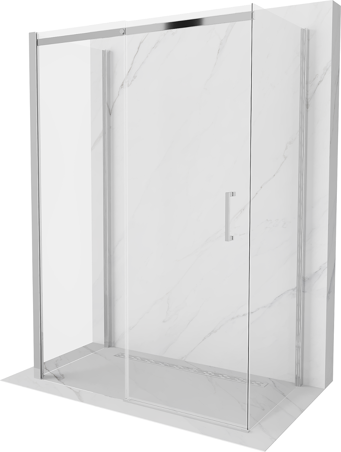 Mexen Omega kabina prysznicowa 3-ścienna, rozsuwana 140 x 80 cm, transparent, chrom - 825-140-080-01-00-3S