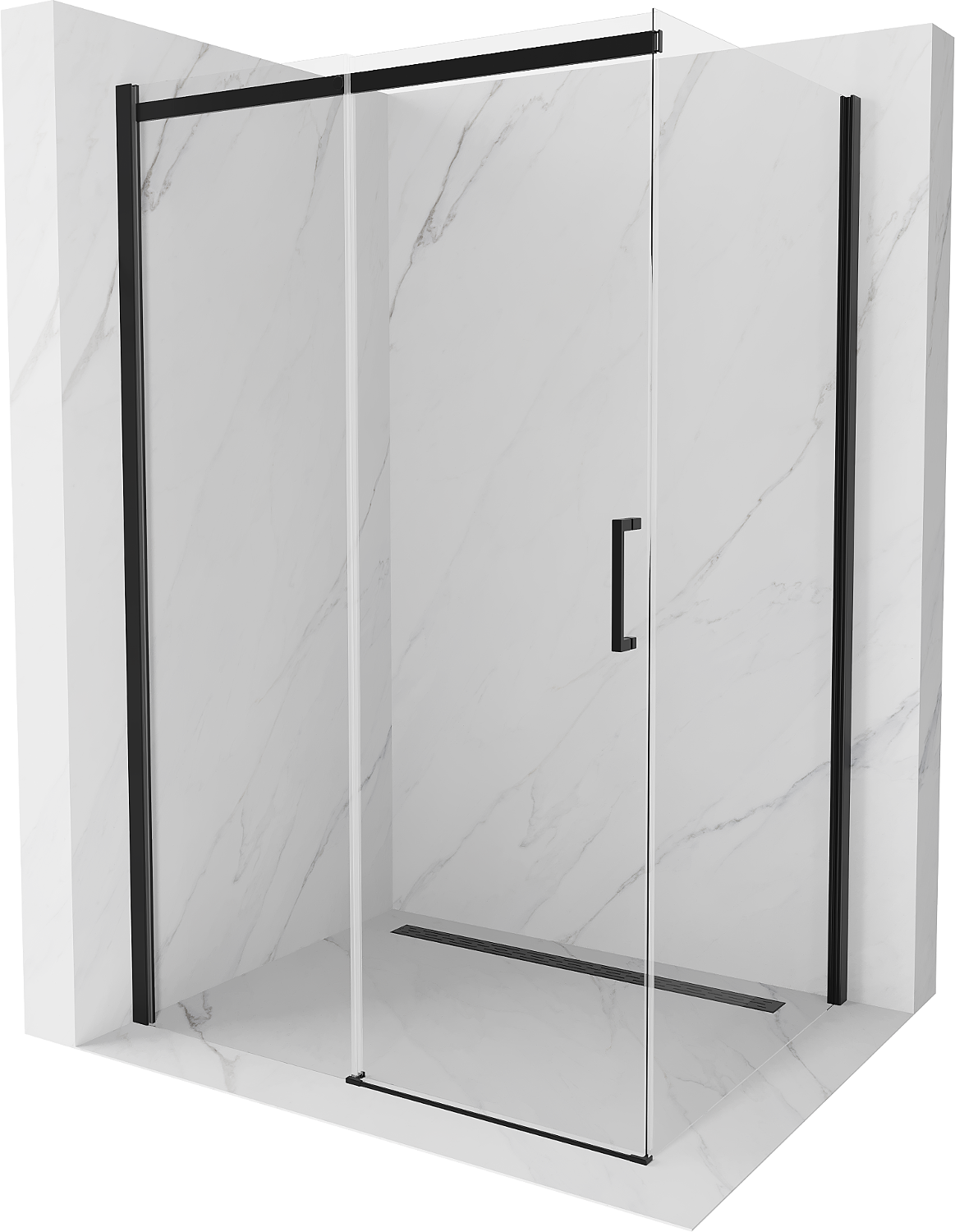 Mexen Omega kabina prysznicowa rozsuwana 100 x 70 cm, transparent, czarna - 825-100-070-70-00