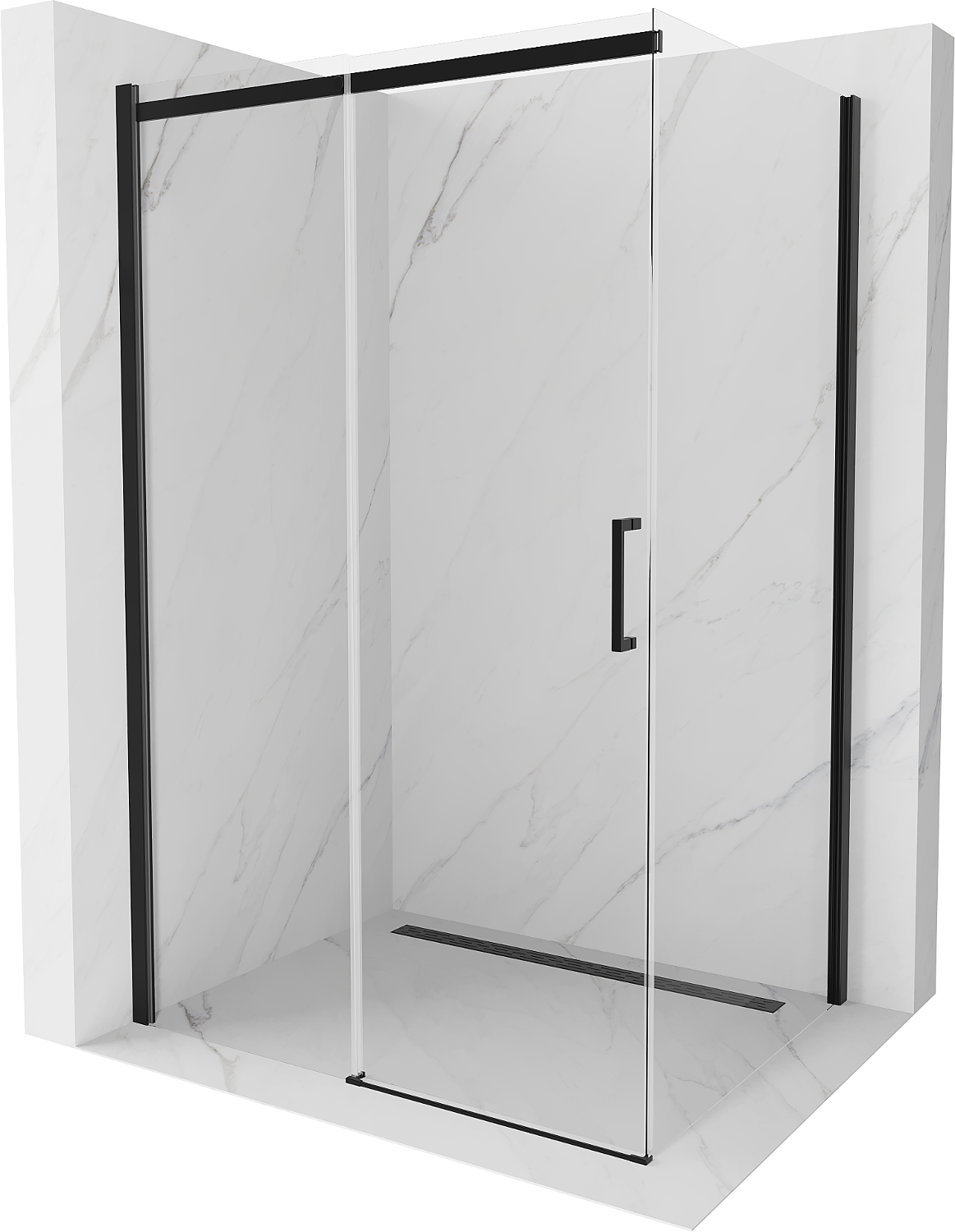 Mexen Omega kabina prysznicowa rozsuwana 110 x 100 cm, transparent, czarna - 825-110-100-70-00