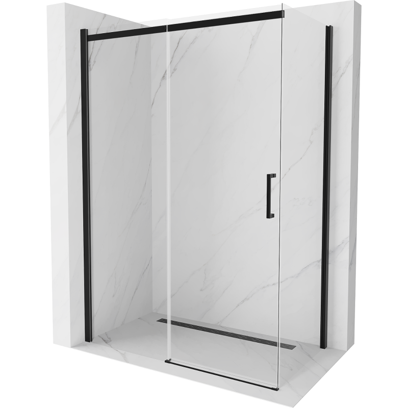 Mexen Omega kabina prysznicowa rozsuwana 150 x 80 cm, transparent, czarna - 825-150-080-70-00