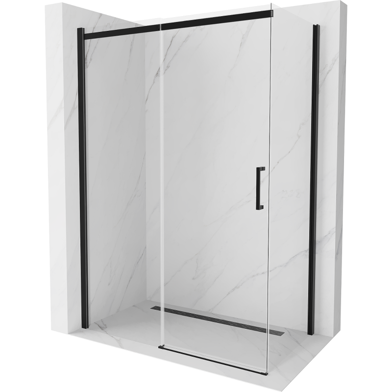 Mexen Omega kabina prysznicowa rozsuwana 160 x 80 cm, transparent, czarna - 825-160-080-70-00