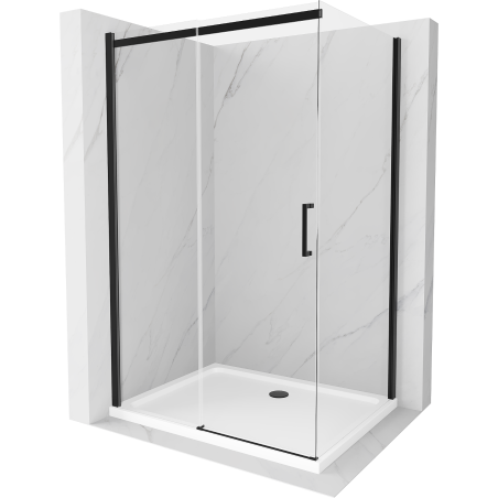 Mexen Omega kabina prysznicowa rozsuwana 100 x 70 cm, transparent, czarna + brodzik Flat, biały - 825-100-070-70-00-4010B