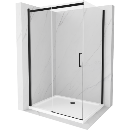 Mexen Omega kabina prysznicowa rozsuwana 100 x 90 cm, transparent, czarna + brodzik Flat, biały - 825-100-090-70-00-4010B