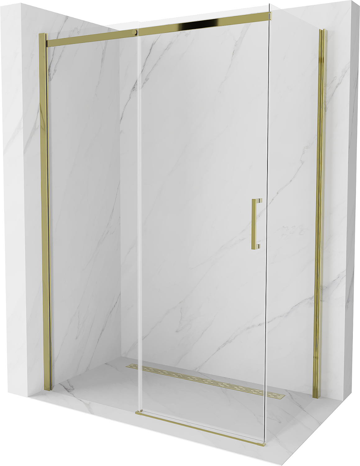 Mexen Omega kabina prysznicowa rozsuwana 140 x 80 cm, transparent, złota - 825-140-080-50-00