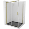 Mexen Omega kabina prysznicowa rozsuwana 100 x 80 cm, transparent, złota + brodzik Flat, czarny - 825-100-080-50-00-4070G