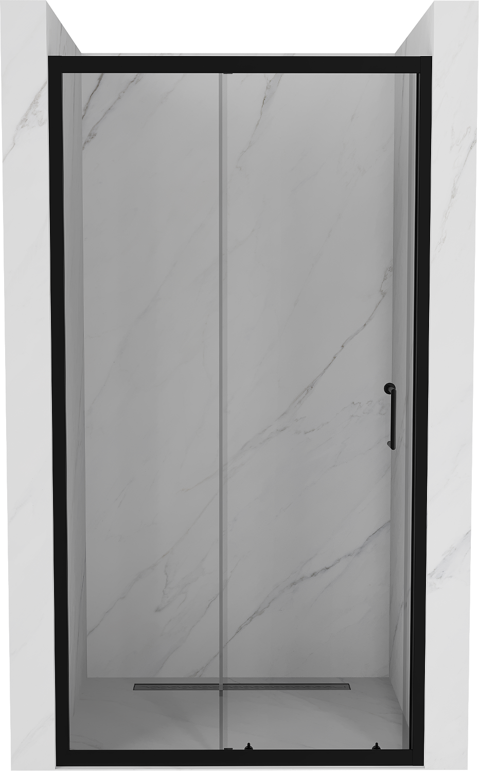 Mexen Apia drzwi prysznicowe rozsuwane 110 cm, transparent, czarne - 845-110-000-70-00