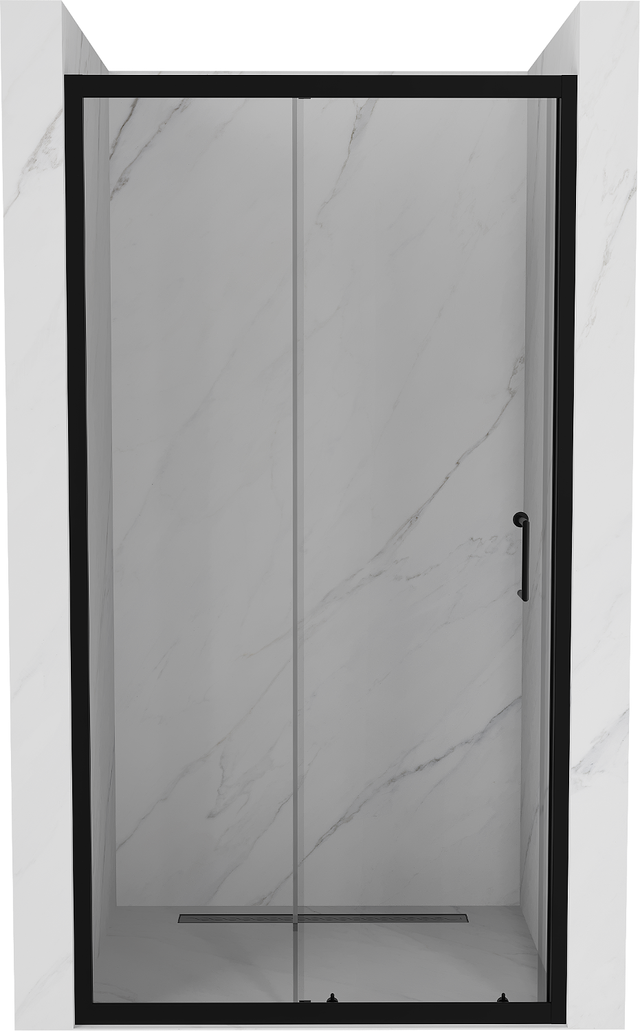 Mexen Apia drzwi prysznicowe rozsuwane 130 cm, transparent, czarne - 845-130-000-70-00