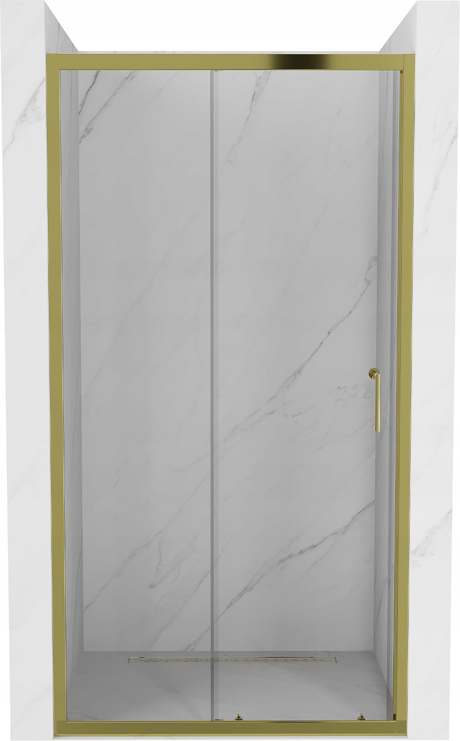 Mexen Apia drzwi prysznicowe rozsuwane 140 cm, transparent, złote - 845-140-000-50-00